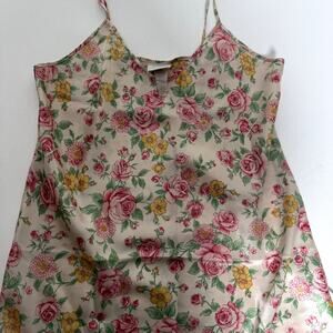 Secret Treasures Floral Satin Camisole Size L Pink Rose Slip Top Cottagecore Y2K